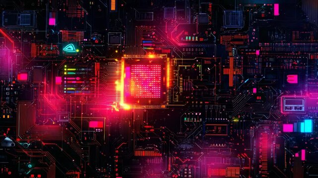 futuristic chipboard system Artificial Neural System microcircuit board, designed with Artificial Neural System chip glow, highlighting future Artificial Neural System design network AI-powered neural