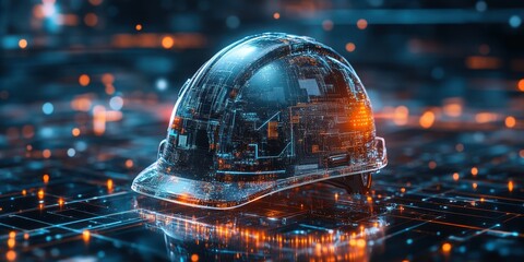 Fusion of technology and safety in modern hard hats showcasing innovation in construction