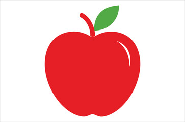 Fototapeta premium Red Apple silhouette, vector art, illustration, animals, cartoon on white background.