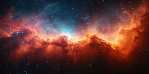 Fototapeta premium Stunning cosmic nebula exhibits vivid colors and swirling gases in deep space, revealing the beauty of the universe