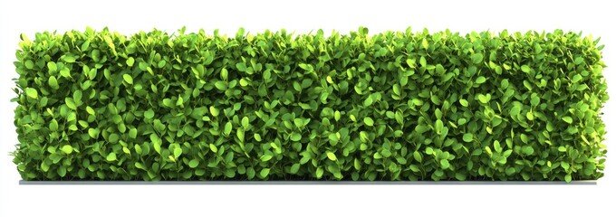 Lush green hedge, dense foliage,  rectangular shape