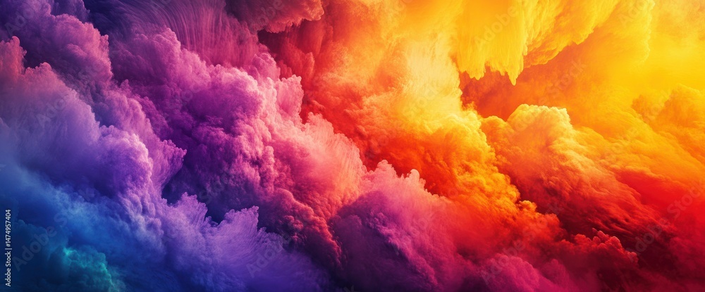 Poster vibrant ethereal cloudscape with dynamic gradient color transitions