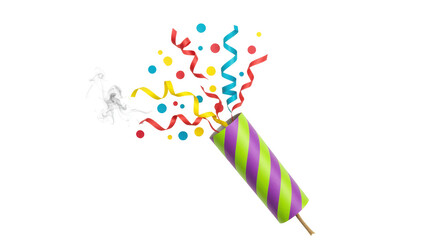 Isolated Party Popper with Confetti