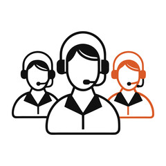 Call center agents customer support team helpdesk operators illustration vector graphic