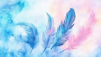 Watercolor Feather Illustration With Pastel Colors