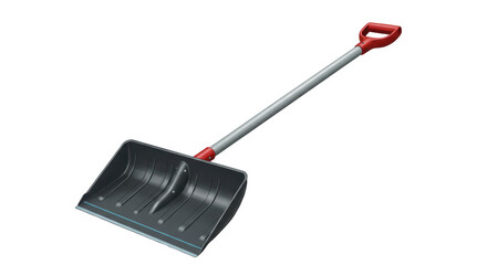 Isolated Snow Shovel with Red Handle