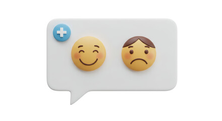 Isolated Chat Bubble with Happy and Sad Faces