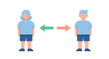 Isolated Social Distancing Concept with People and Arrows