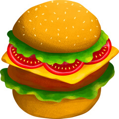 hamburger illustration isolated on white
