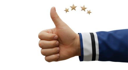 Isolated Thumbs Up with Rating Stars