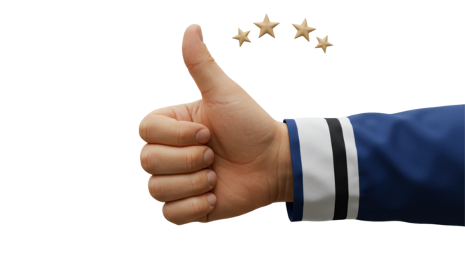 Isolated Thumbs Up with Rating Stars