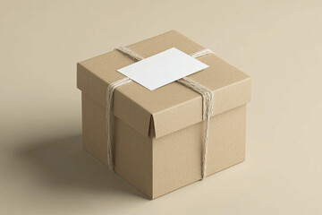 empty tag kraft gift box scene mockup