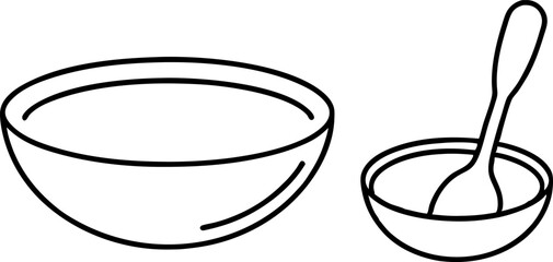 Spoon Bowl Top View Line Art Vector Illustration