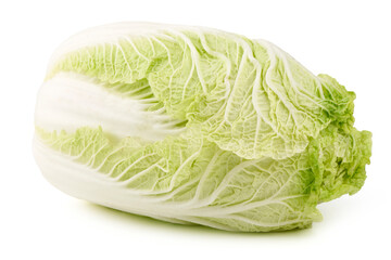 Whole head of Napa cabbage, isolated on white background