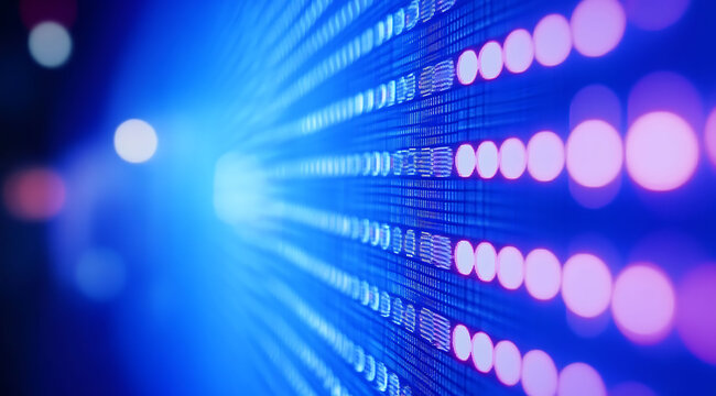 Digital Data Stream: An artistic rendering of a luminous digital data stream in shades of blue, showcasing the dynamic flow of information, perfect for technological and futuristic themes.