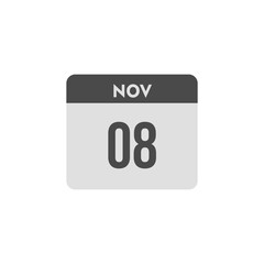 calender icon, 08 november icon with white background