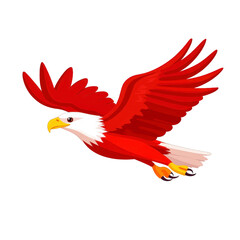 Obraz premium Vibrant red eagle with outstretched wings soars gracefully through air, showcasing its majestic presence and dynamic movement. illustration captures essence of freedom and strength