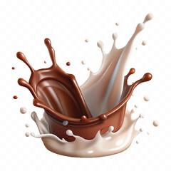 smooth liquid splash of milk and chocolate isolated on white background.