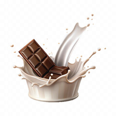 smooth liquid splash of milk and chocolate isolated on white background.