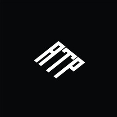 ATP letter logo design on black background.