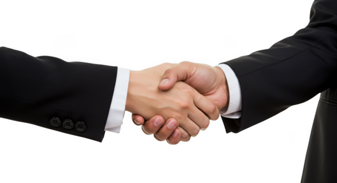 Business handshake between partners isolated on transparent background