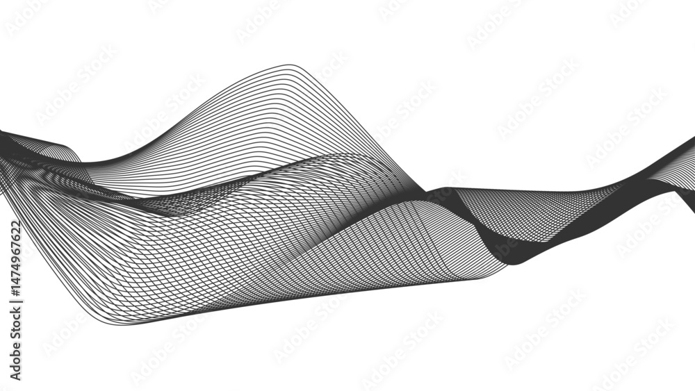 Poster abstract wave element for design. digital frequency track equalizer. wave with lines created using b