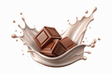 smooth liquid splash of milk and chocolate isolated on white background.