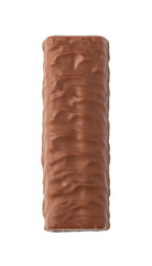 Milk chocolate candy bar with transparent background, close-up, vertical