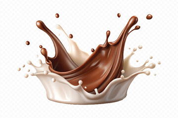 smooth liquid splash of milk and chocolate isolated on white background.
