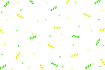 Yellow and green pattern background with confetti and dots. Confetti and dots dropped design for wallpaper, birthday, background, party, banner, decoration, card, print, celebration, etc.