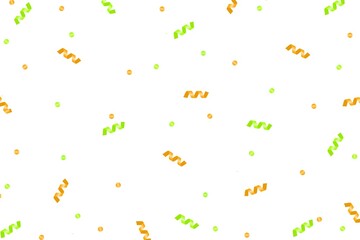 Gold and green pattern background with confetti and dots. Confetti and dots dropped design for wallpaper, birthday, background, party, banner, decoration, card, print, celebration, etc.