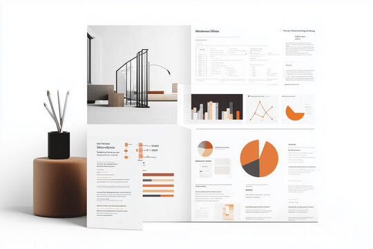 Modern Minimalist Brochure Design with Charts and Graphs