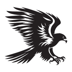 Powerful Hawk silhouette in mid-flight – Hawk illustration – Minimalist Hawk vector – Bird silhouette

