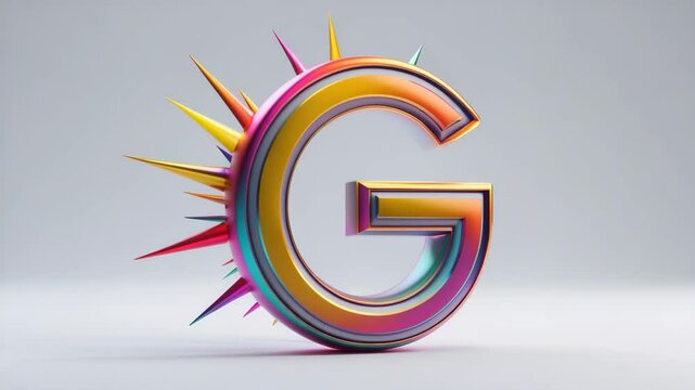Bold and glossy Letter G symbol with street art and metallic elements on a white backdrop