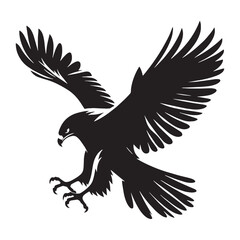 Majestic Hawk silhouette, eyes locked on prey – Hawk illustration – Minimalist Hawk vector – Bird silhouette

