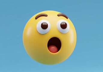 Naklejka premium 3D emoji with surprised wide open eyes