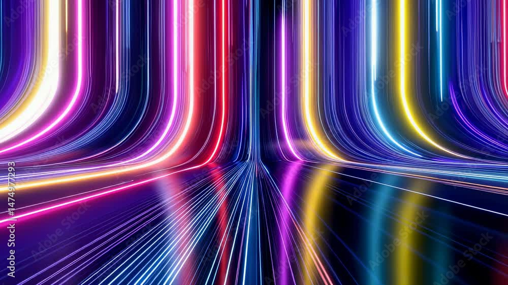 Poster abstract neon light tunnel animation