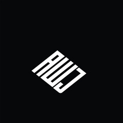 AWJ letter logo design on black background.