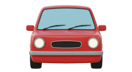 Isolated Red Car Front View