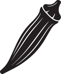 Okra Vegetable Silhouette Vector | Organic Food Black Vector Art Illustration-EPS Format