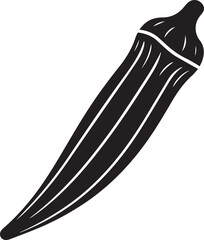 Okra Vegetable Silhouette Vector | Organic Food Black Vector Art Illustration-EPS Format