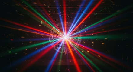 Fototapeta premium Disco Ball Light Show: A Symphony of Color and Light