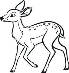 Adorable baby deer line art vector icon design with white background design