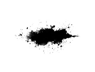 Black ink splatter on transparent background