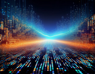 Obraz premium a digital canvas illuminated by an ethereal glow displayed a sea of numbers each one a tiny pixelated pearl forming a complex and intricate tapestry of data