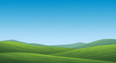 Obraz premium Serene Rolling Hills Under a Clear Blue Sky: A Pastoral Landscape