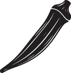 Okra Vegetable Silhouette Vector | Organic Food Black Vector Art Illustration-EPS Format