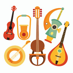 Six classic loop  instrument isolated on white background