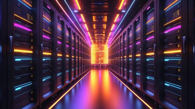 Server room containing black servers