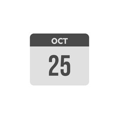 calender icon, 25 october icon with white background